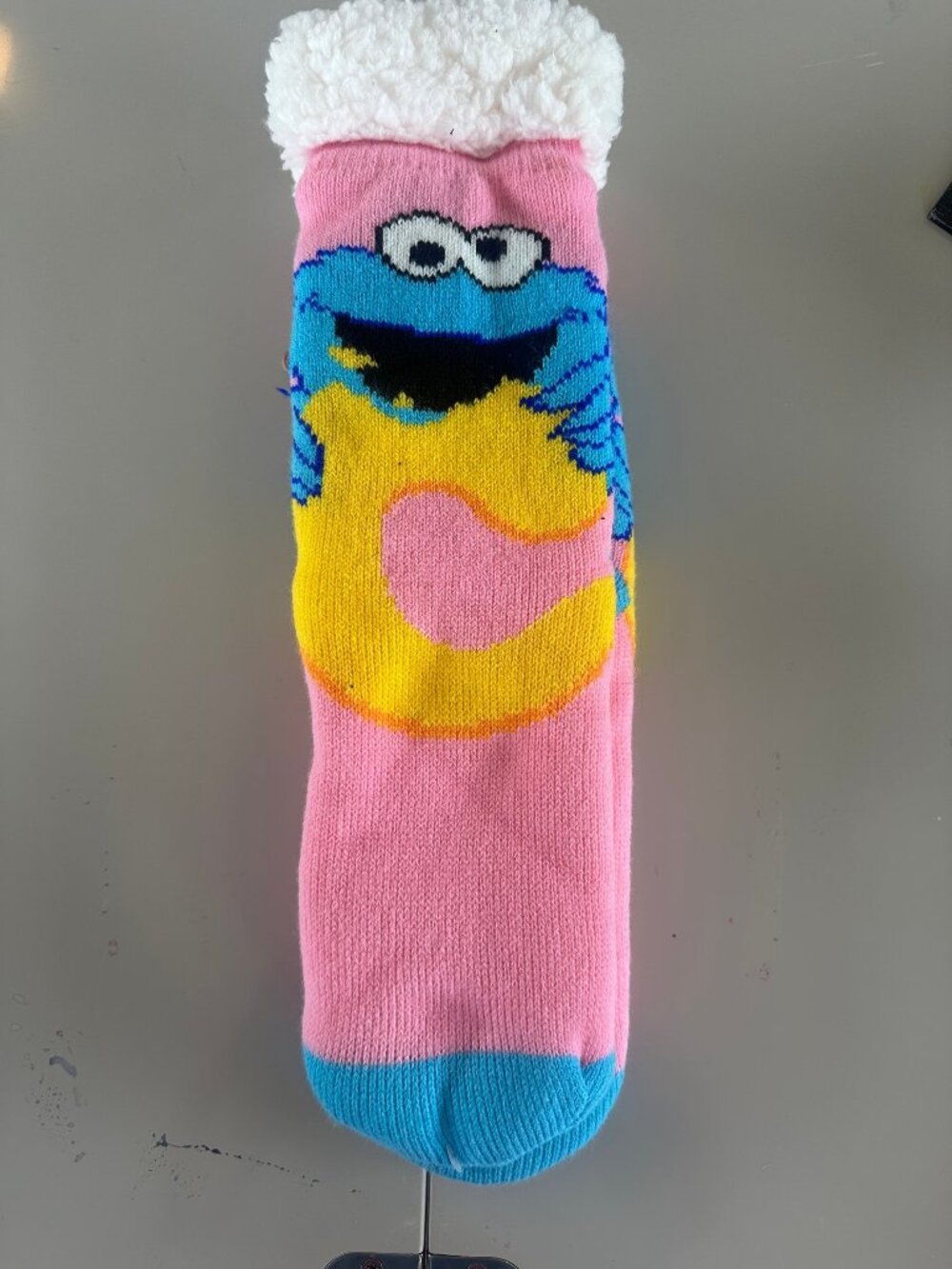 Sesame Street Sherpa Lined Socks One Size Pink Blue Yellow Acrylic Polyester Non